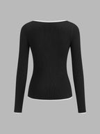 Claire | Women’s Winter Contrast Trim Knit Sweater