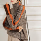 Bella | Women Luxe Herringbone Turtleneck Sweater