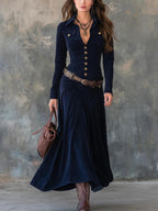 Milana | Long Suede Dress with Slit