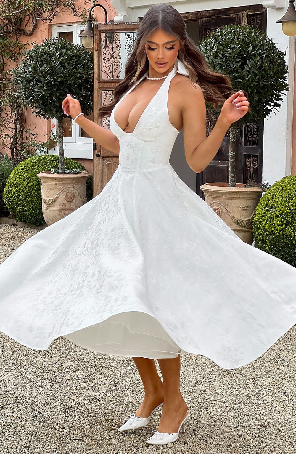 Clara | Women Wedding Guest Halter Midi Dress